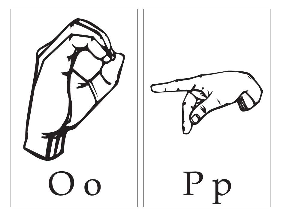 ASL with capital and small letter Oo Pp