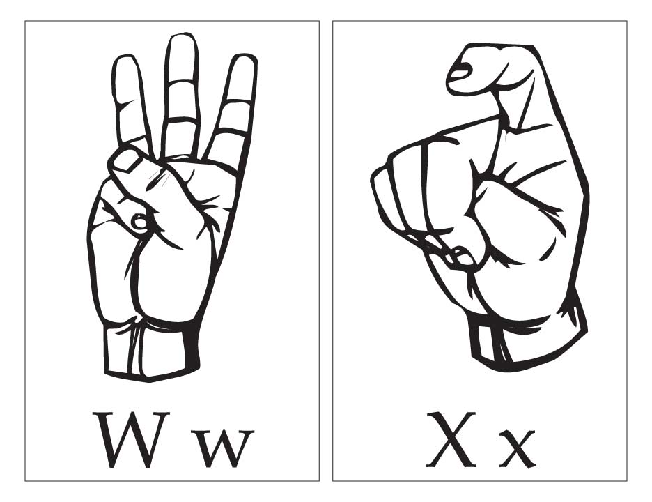 ASL with capital and small letter Ww Xx