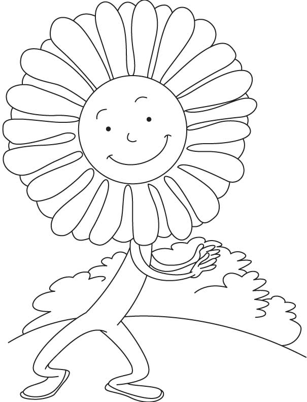 Aster flower dancing coloring page