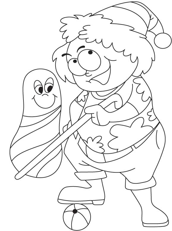 Aunty playing with doll coloring page