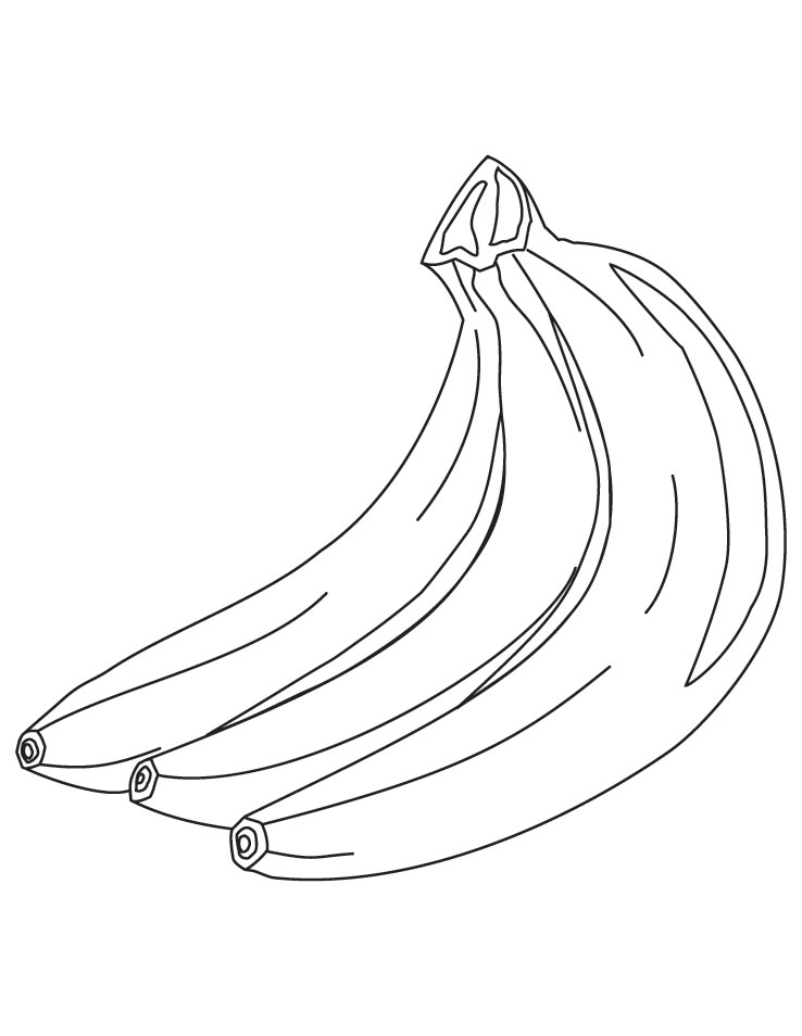 Three banana coloring pages