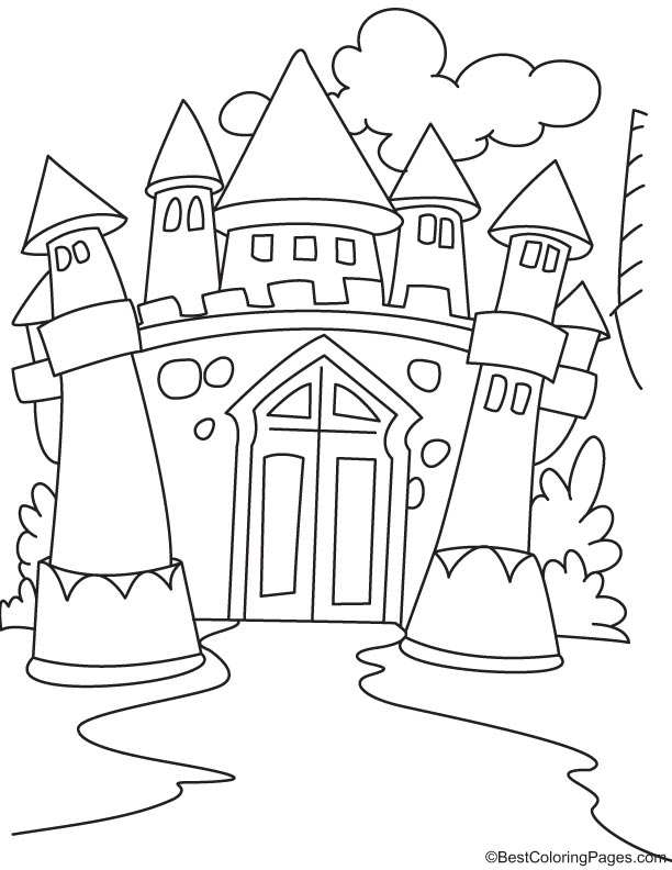 Big castle coloring page