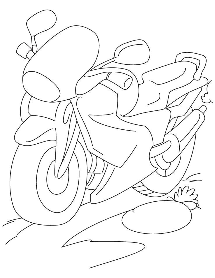 High power dashing motorbike coloring page