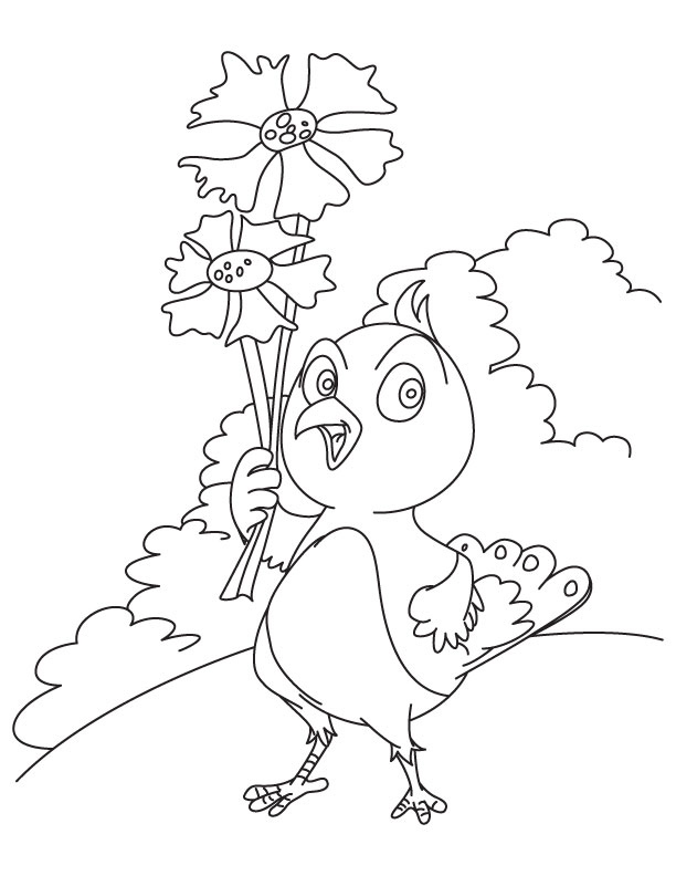Birdy cornflower coloring page