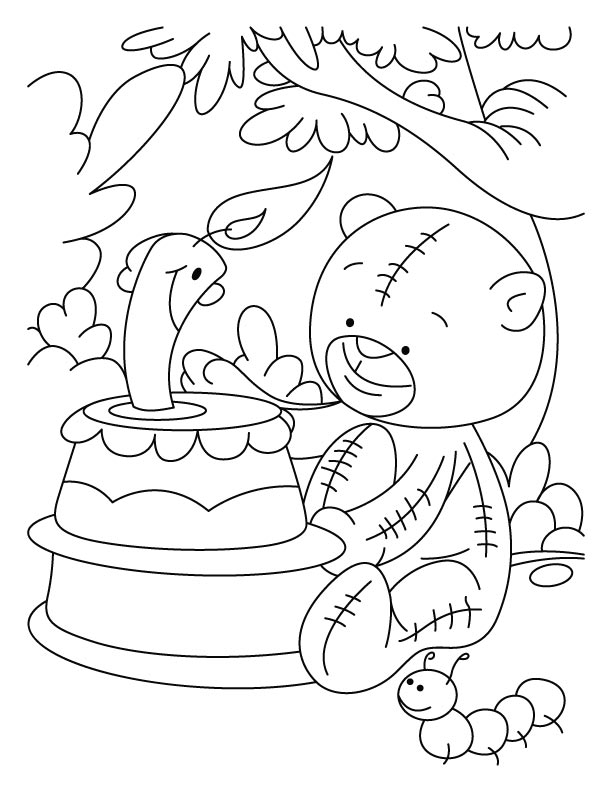 Candle smiling on teddy bears birthday coloring pages