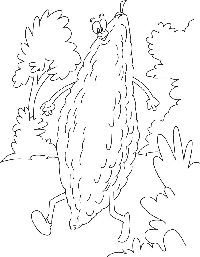 Walking bitter gourd coloring pages