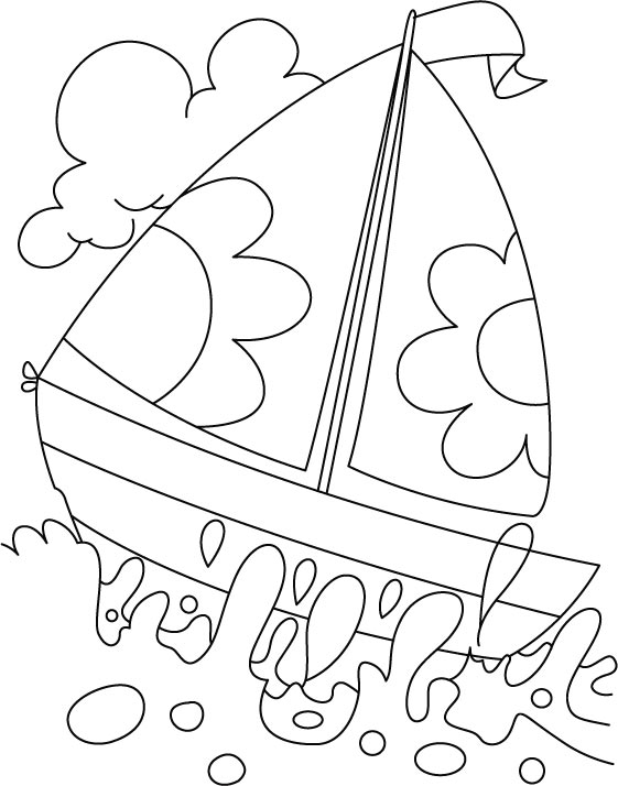 A boat in deep water coloring page