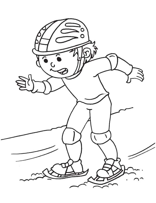 Boy moving on ice coloring page