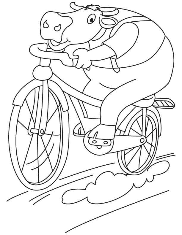 Buffalo cycling coloring page