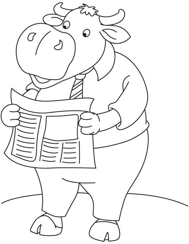 Buffalo reading newspaper coloring page