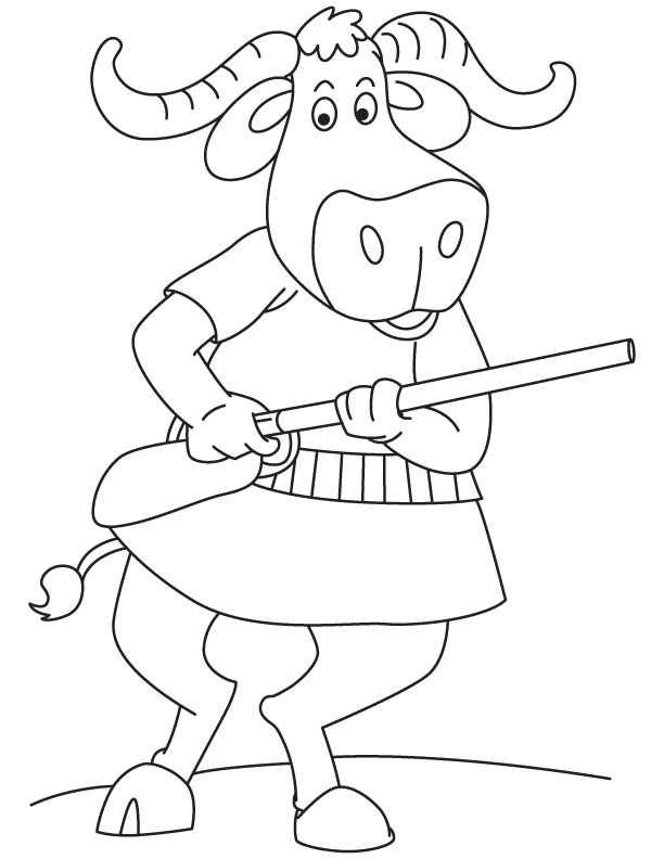 Bull with gun coloring page