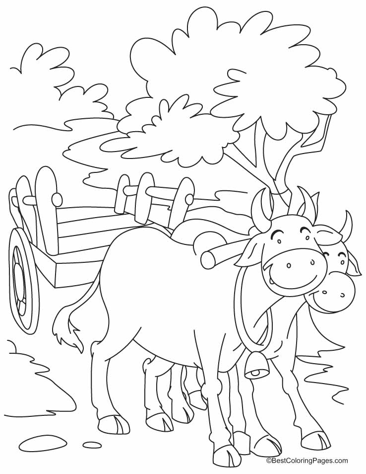 Two smiling bulls coloring pages