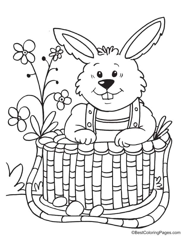Bunny in the basket coloring page