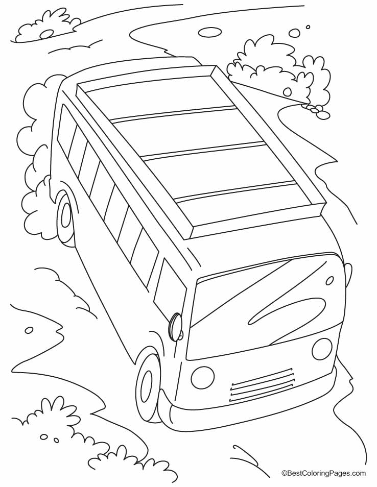 Fast moving bus on a slope coloring pages