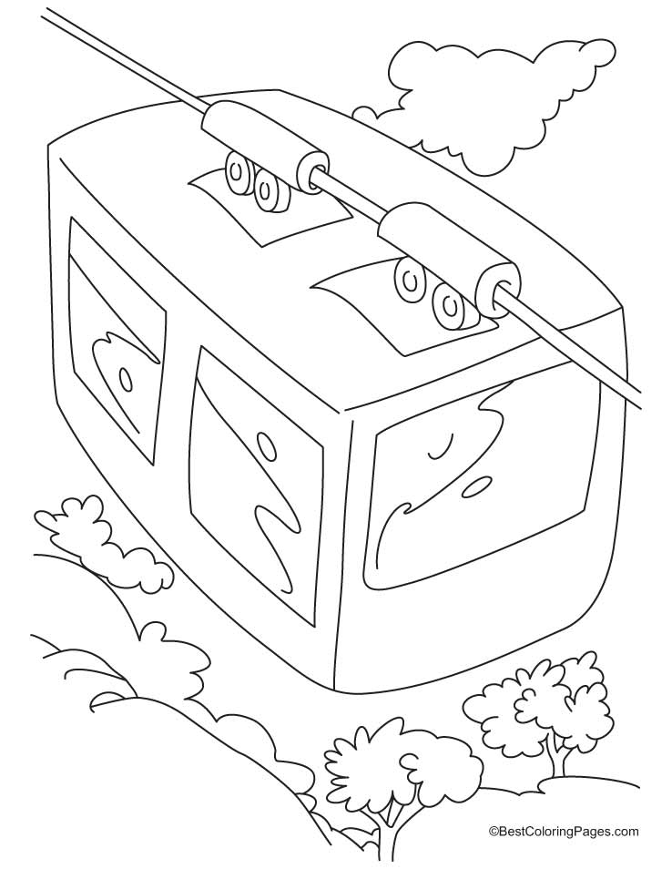 A top view of cable car coloring pages