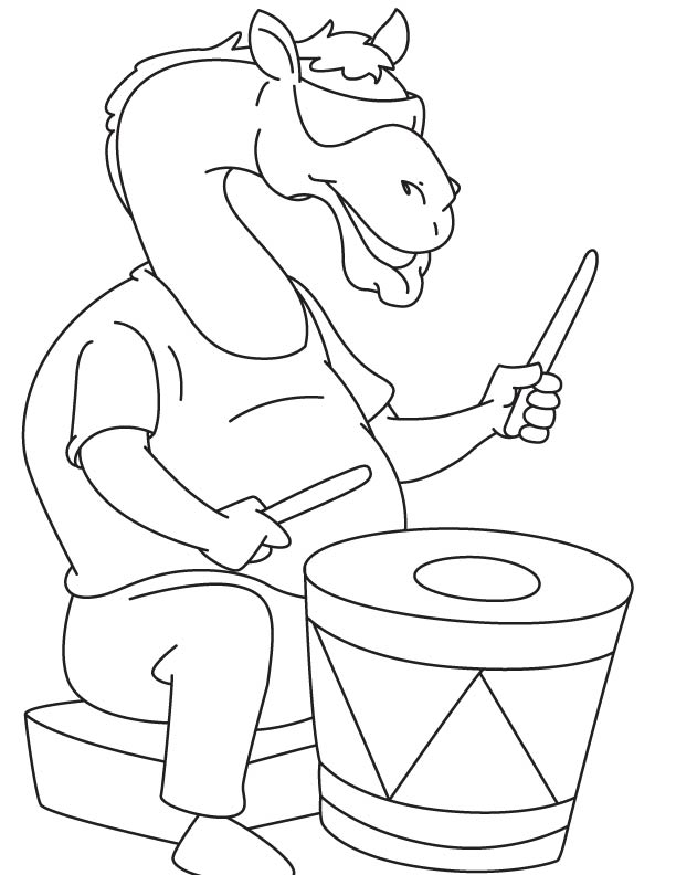 Camel the drummer coloring page