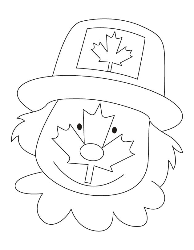 Canada flag on the clown face coloring pages