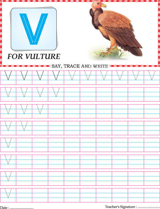 Capital letter V practice worksheet