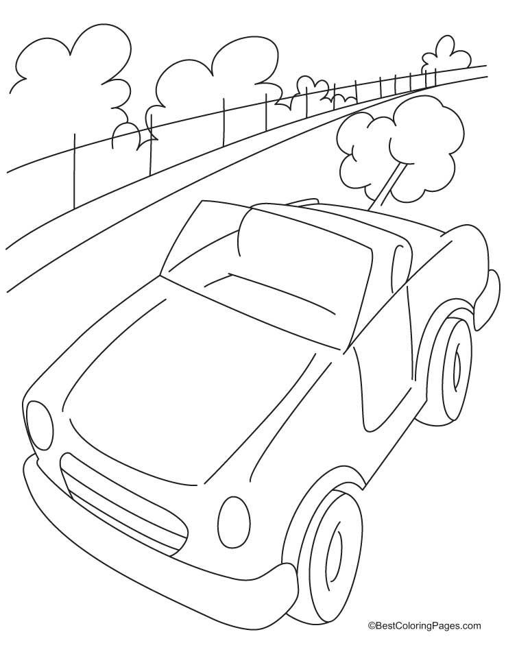 A mini car on a highway coloring pages
