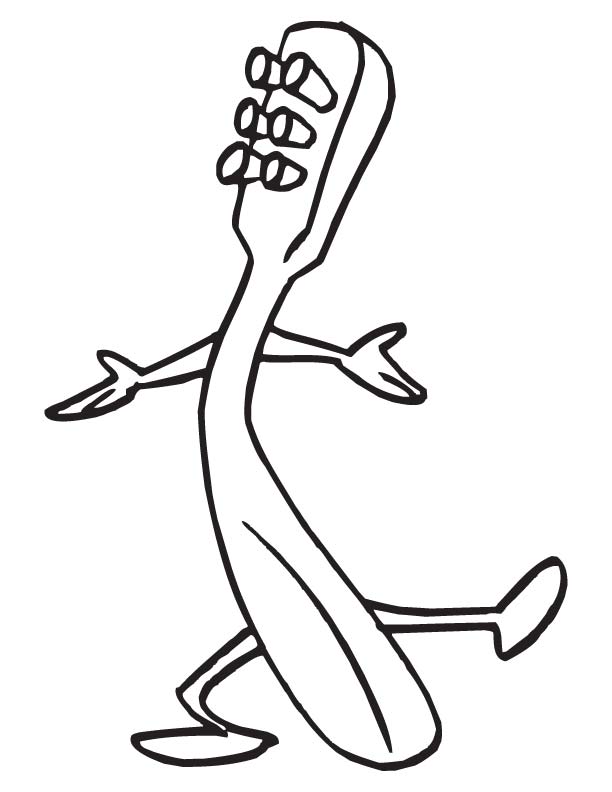 Cartoon toothbrush coloring page