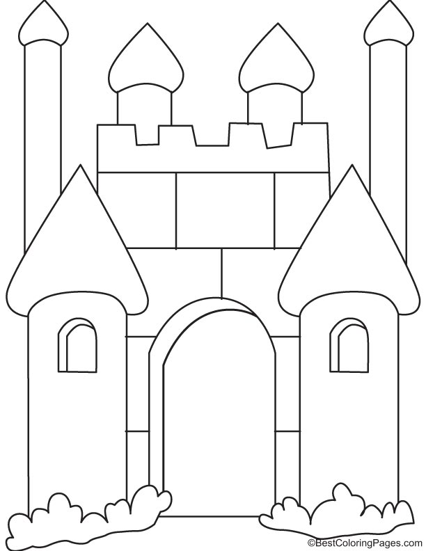 Castle drawing coloring page