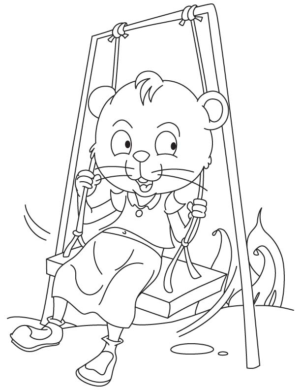 Cat swinging coloring page