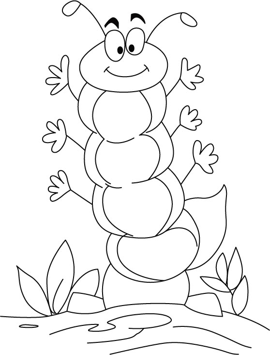 Caterpillar in high spirit coloring pages