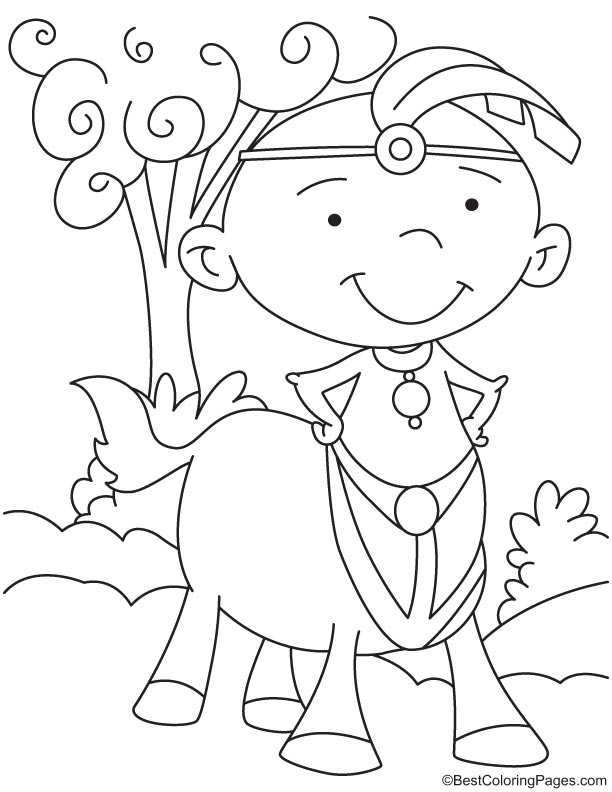 Centaur wearing jewelery coloring page