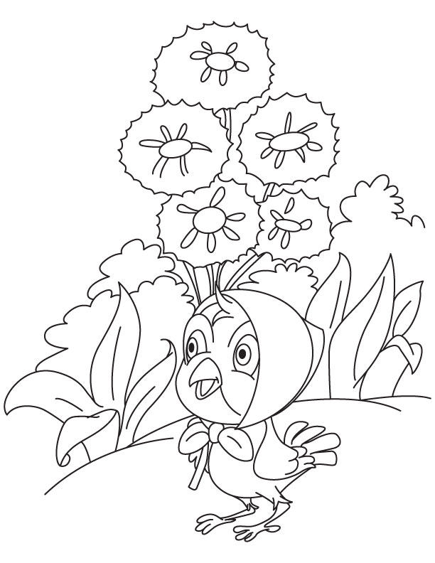 Chick selling cornflower coloring page