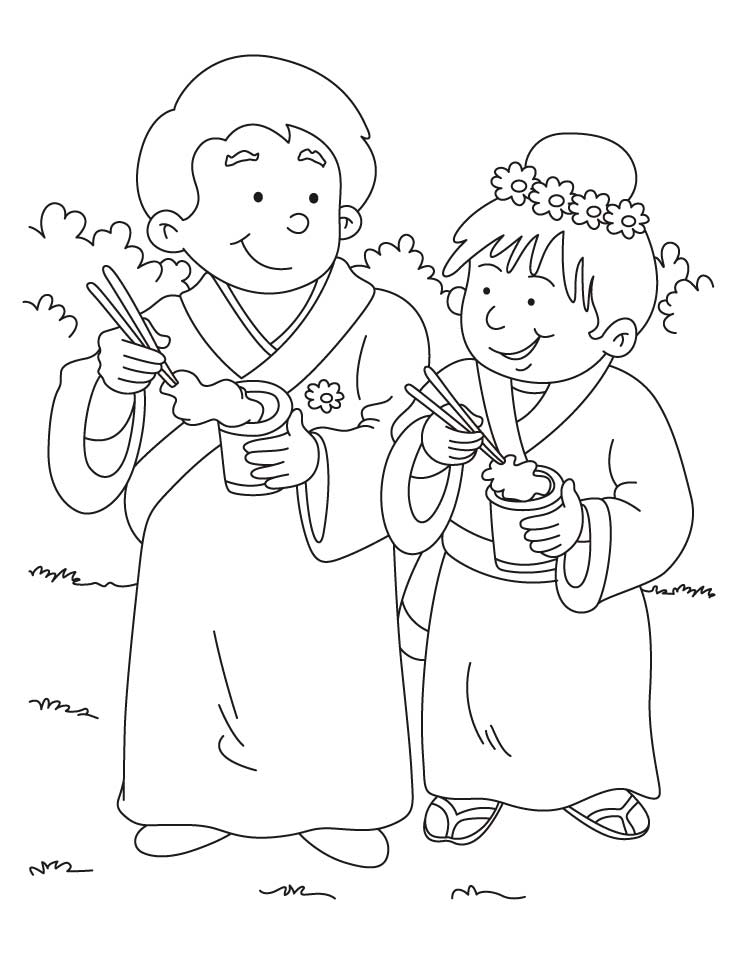 Chinese dress coloring pages