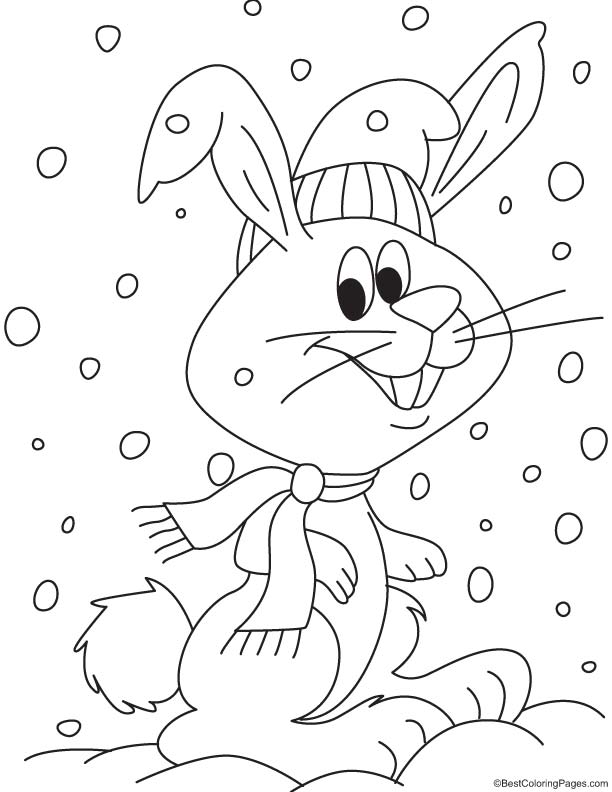 Christmas rabbit coloring page