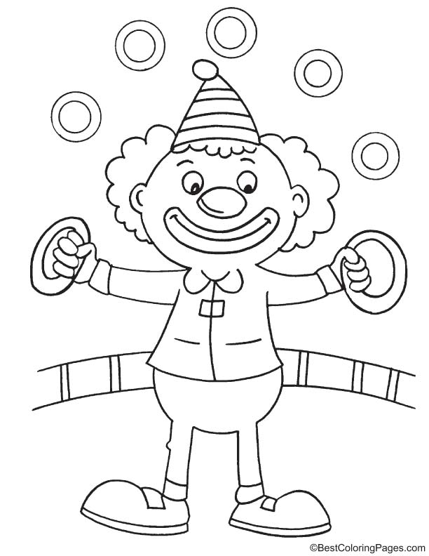 Clown show coloring page