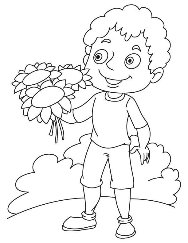 Collected sunflower coloring page