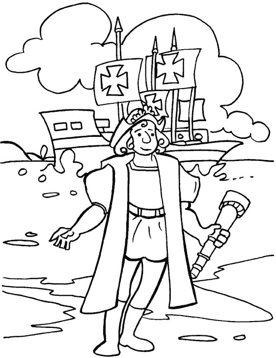 Christopher Columbus day coloring page