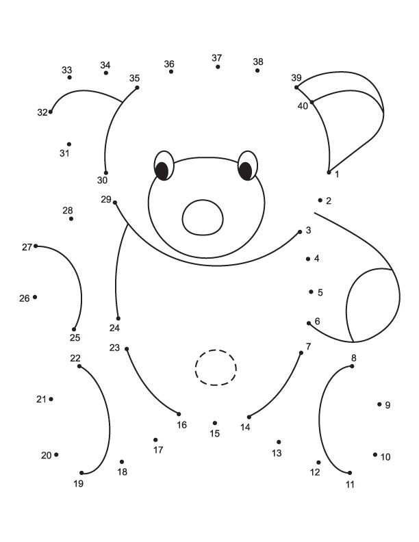 Connect the dots teddy bear from 1 to 40