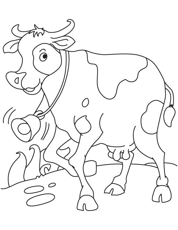 Cow running coloring page