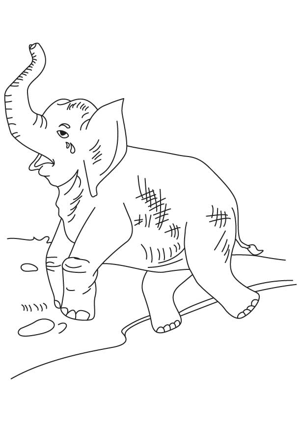 Crying elephant coloring page