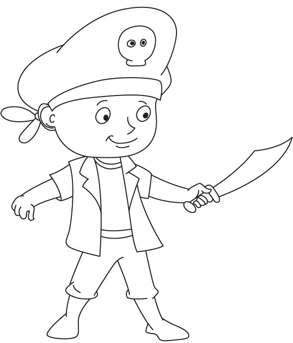 Cute pirate coloring page