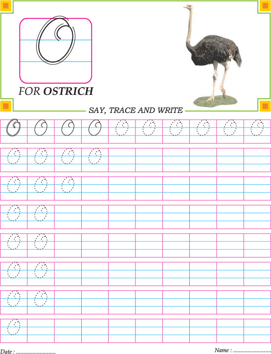 Cursive capital letter O practice worksheet