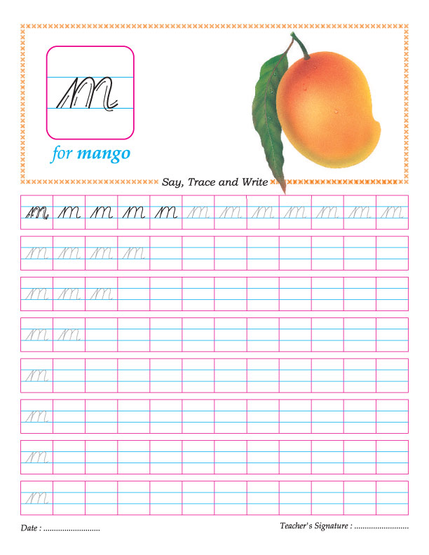 Cursive small letter m practice worksheet