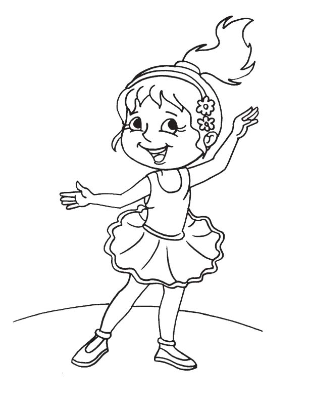 Cute girl ballet dancer coloring page