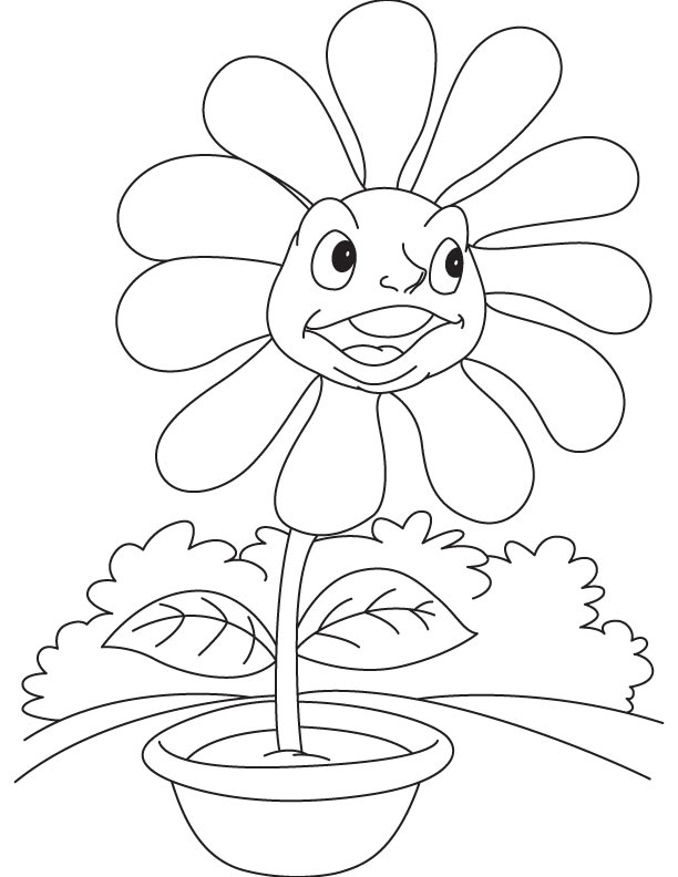 Angry daisy flower coloring page