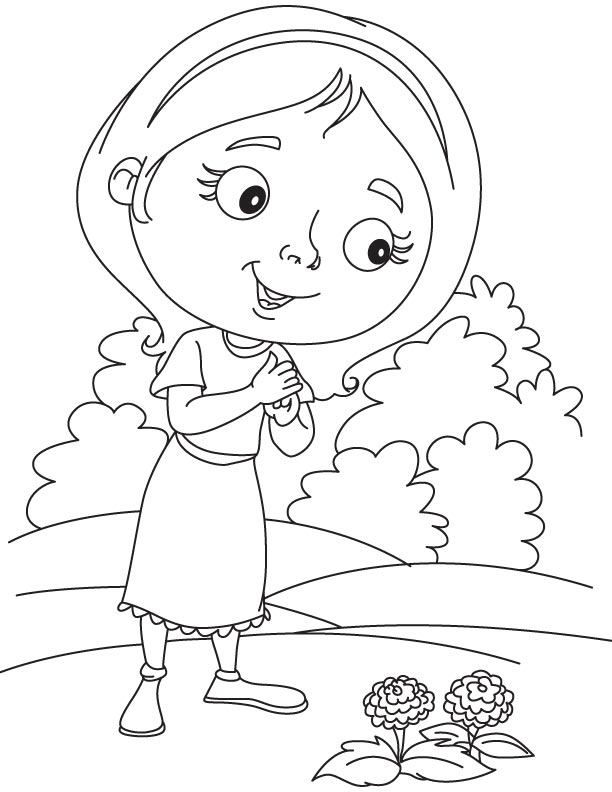 Daisy planting dahlia coloring page