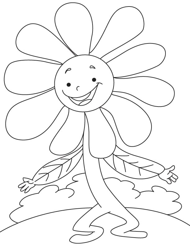 Dancing daisy coloring page