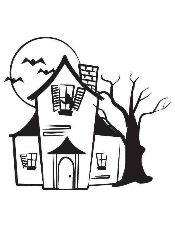 Dark lonely house coloring page