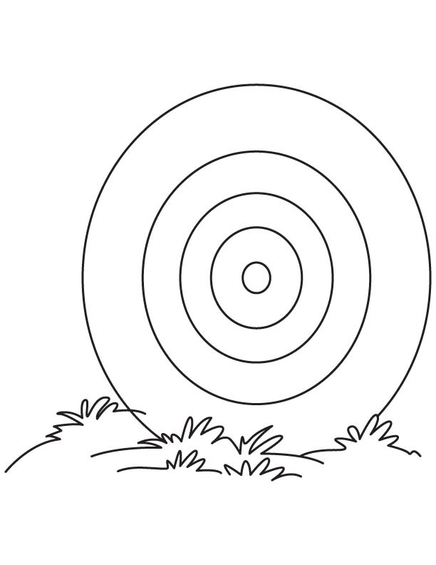 Dartboard on the grass coloring page