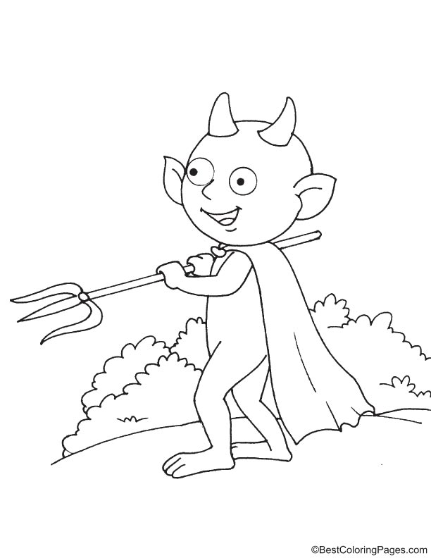 Devil ready to attack coloring page