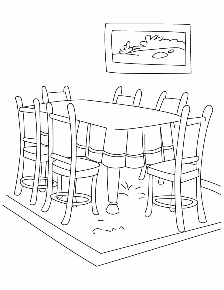 Dinning table coloring pages