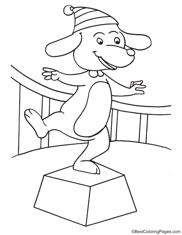 Dog showing circus coloring page