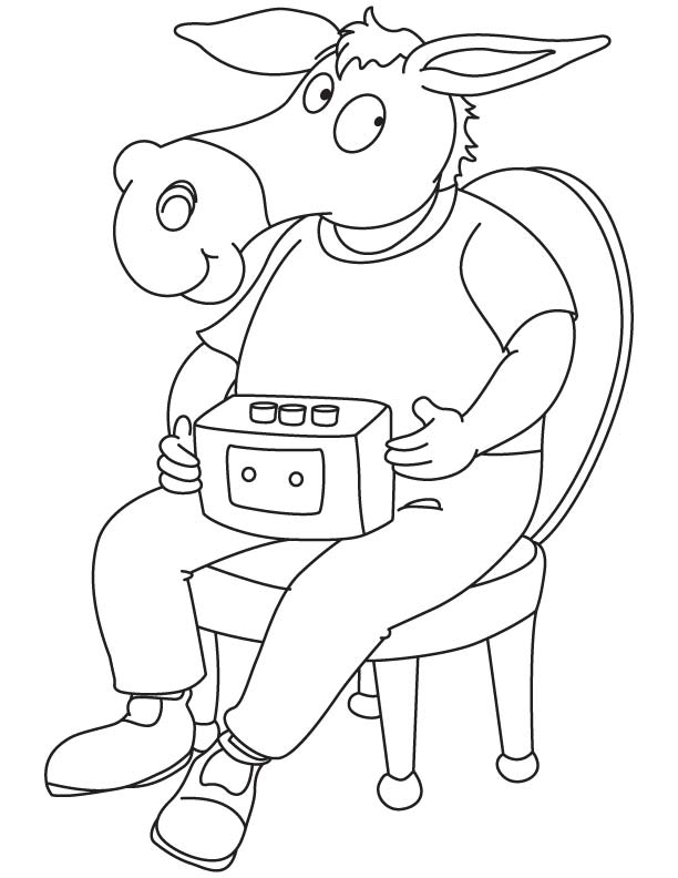 Donkey listening coloring page